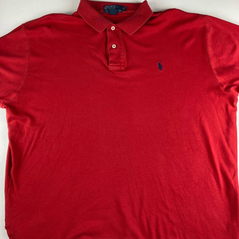 Polo Ralph Lauren Polo Shirt Mens XL Red Blue Pony Cotton Classic Fit